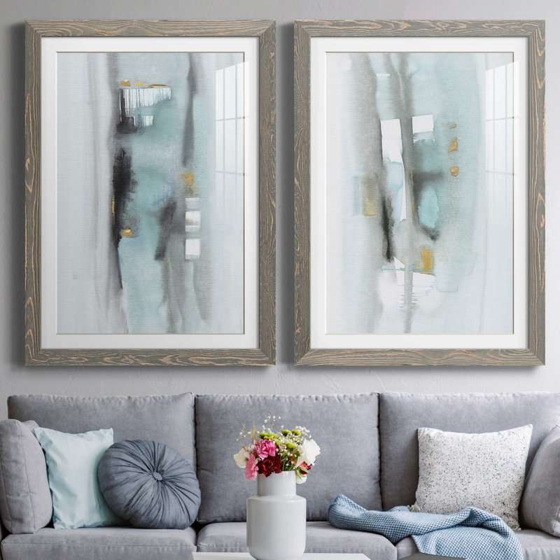 Amalfi I - ensemble de 2 reproductions d'art, H 44 po x l 31 po x P 1 po, Cadre en papier gris, Blanc