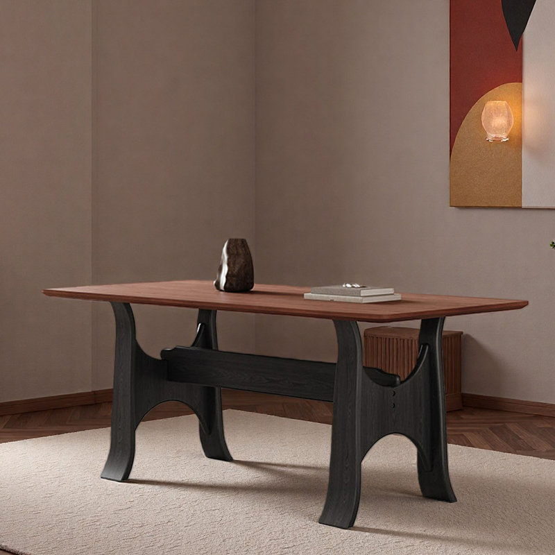 Table de salle à manger en bois massif de style Mid-Century, H 29,5 po x L 70,9 po x l 35,4 po