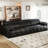 122" Genuine Leather Modern Modular Sofa with Adjustable Headrest and Cupholder-842930982