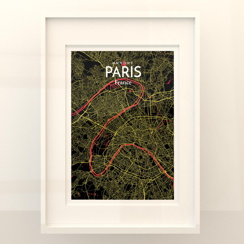 Paris City Map In Contrast - No Frame Print, 24cm H x 18cm W x 0.05cm D