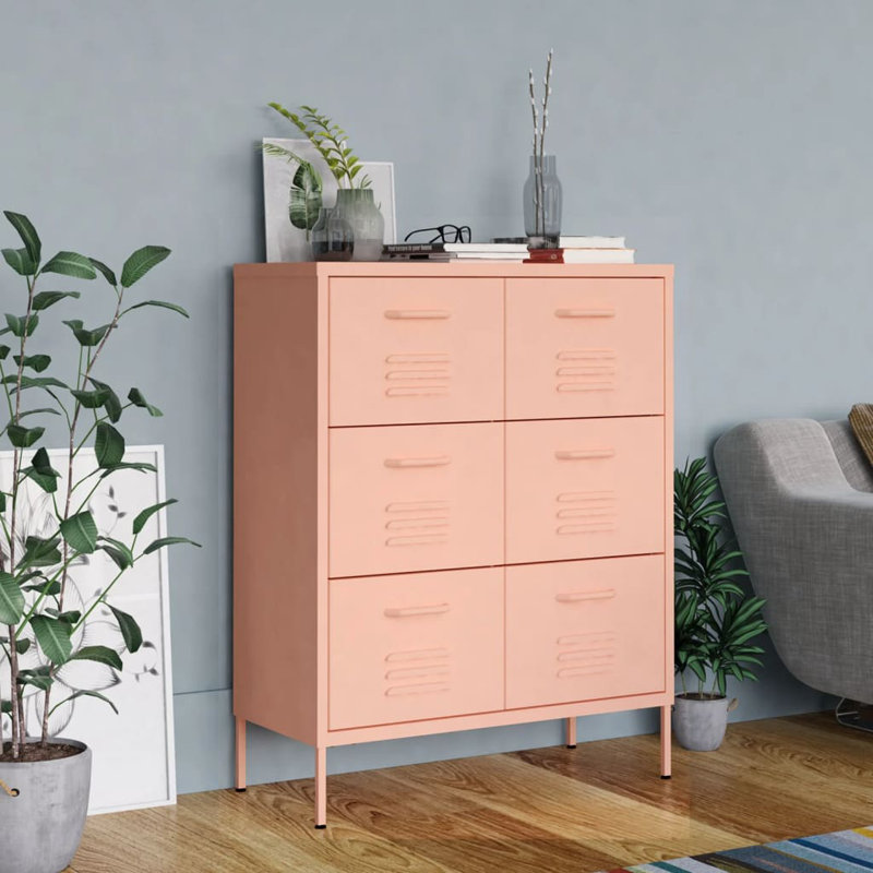 Classeur à tiroirs avec rangement autoportant pour bureau personnel, Rose