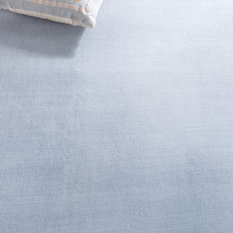 Tapis bleu clair en polyester tissé à la machine Aldo, Rond 8 pi