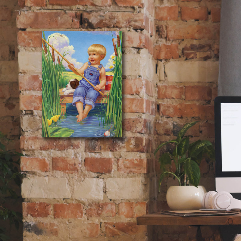 «Fishin» par Christopher Nick, H 16 po x l 12 po x P 0,75 po