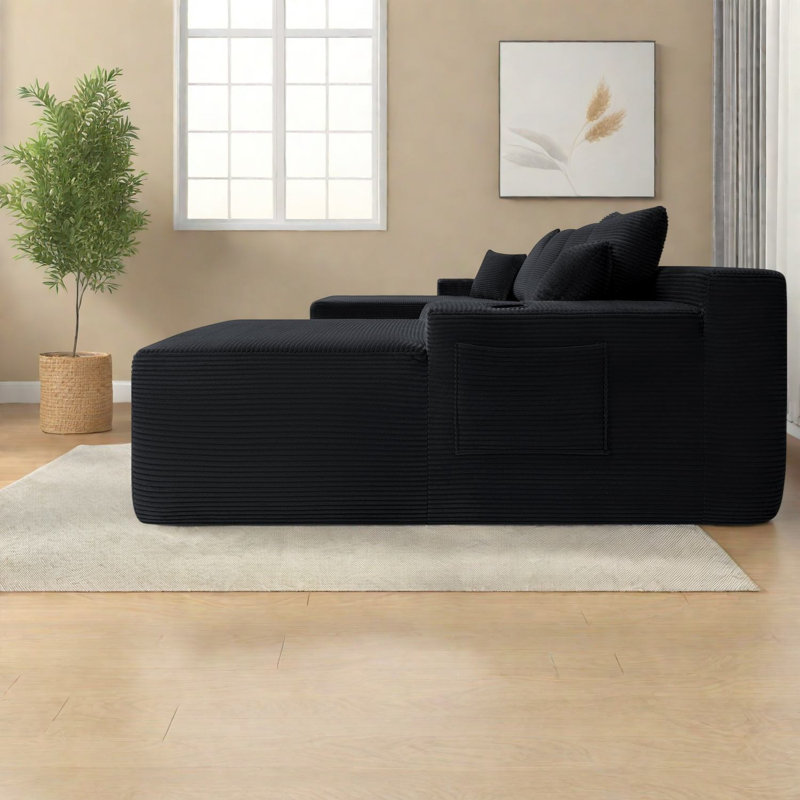 Canapé modulaire en U en velours côtelé de 126 pouces, maison moderne