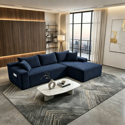 Modular Sectional Oversized L-Shaped Sofa With Reversible Chaise & Throw Pillows, Not Assembly
