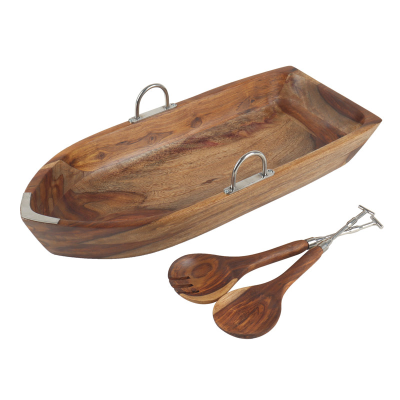 Boat-Shaped Salad Bowl with Salad Servers