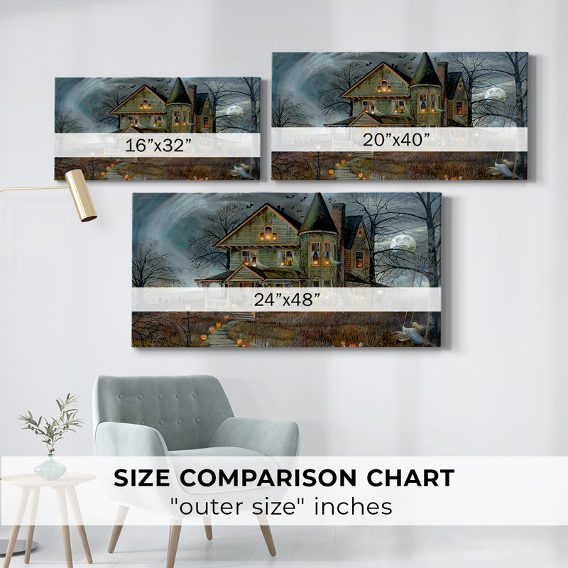 Haunted House - Toile tendue avec châssis - Prêt à accrocher, H 24 po x l 48 po