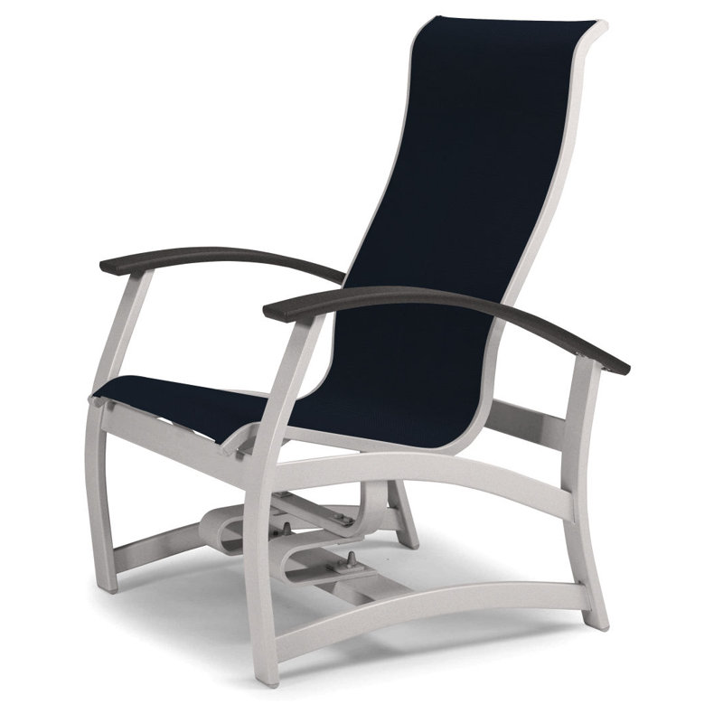 Askar Swivel Powder Coated Aluminum Outdoor Lounge Chair, Classic Graphite P30, Navy 13D Sunbrella®, Gloss White