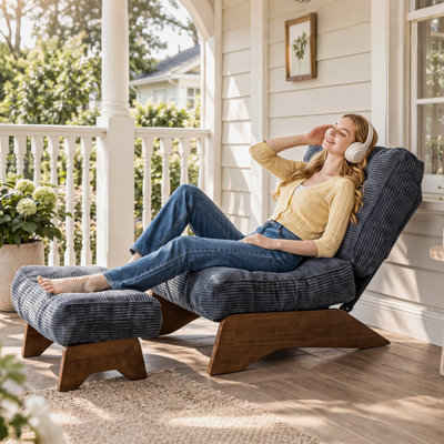 Fauteuil d'appoint en velours côtelé avec repose-pieds, fauteuil de salon pliant avec dossier réglable et repose-pieds