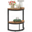 Table de bout demi-lune mince à 2 niveaux, table d'appoint rustique en bois avec tablette de rangement pour petits espaces, salon, chambre à coucher, assemblage facile