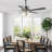 52" Large Chrome Seashell Shade Ceiling Fan w 3 Light
