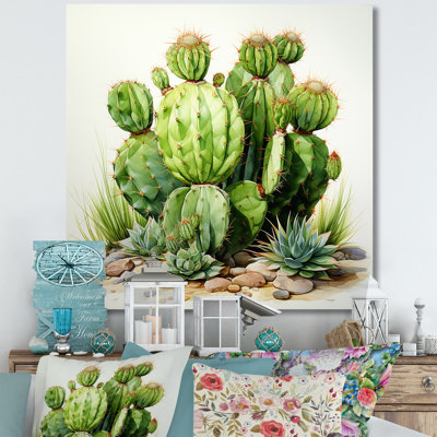 «Desert Green Cactus Impression I» - fruits, art mural