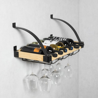 6 - Bottle Wine Bottle & Glass Rack