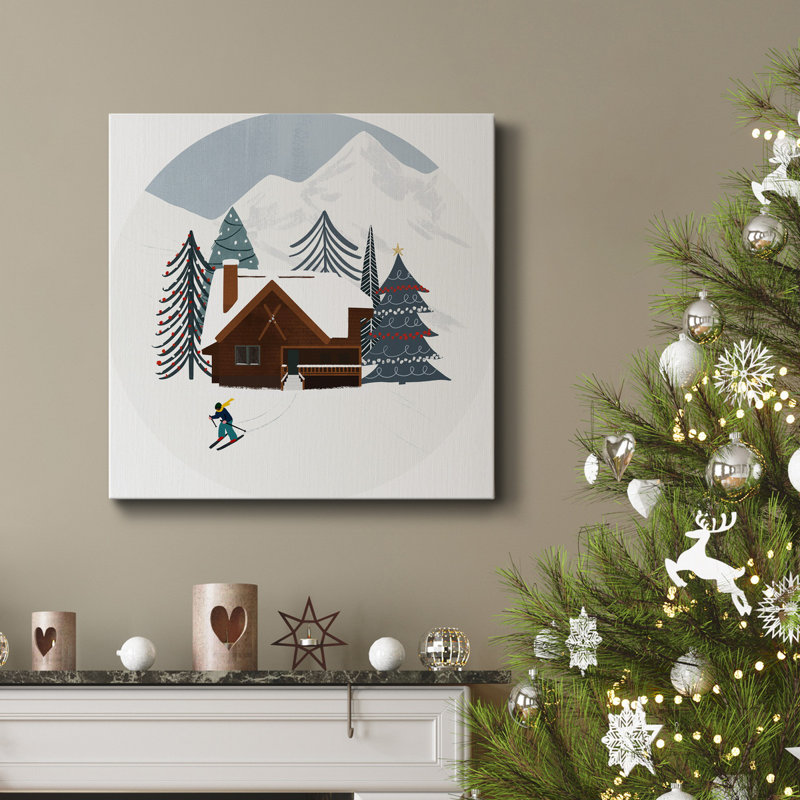 Toile tendue avec châssis C-Premium de la collection Ski Slope - prête à être accrochée, H 10 po x l 10 po x P 1 po