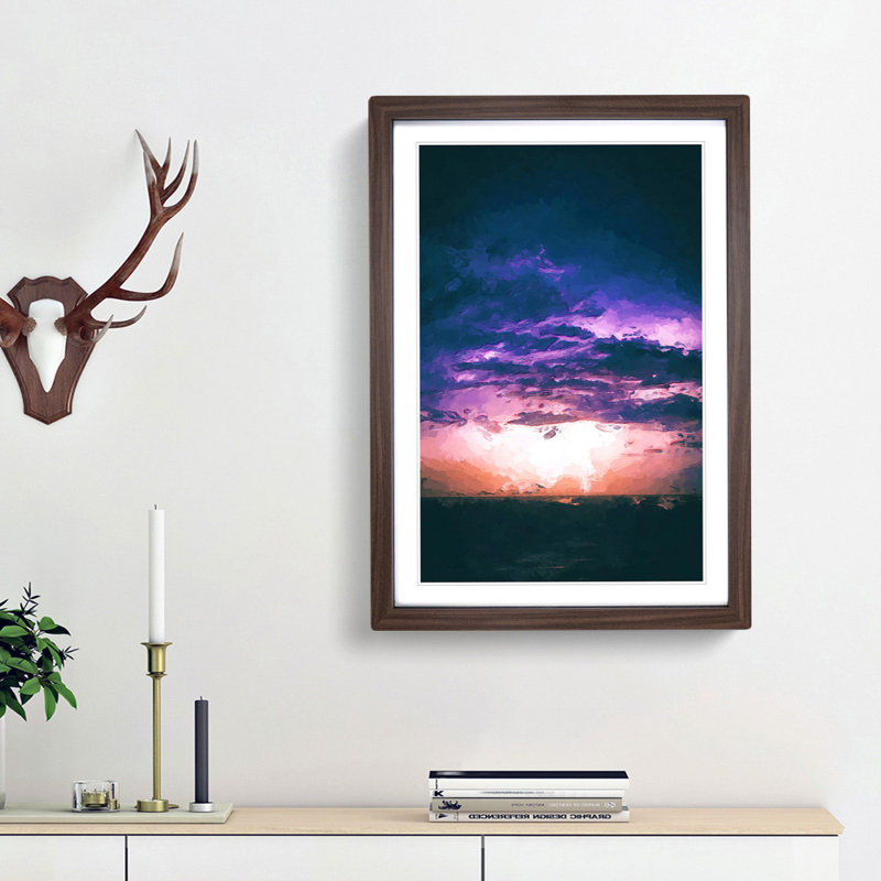 Lightning in the Caribbean in Abstract - Picture Frame Graphic Art Print, 48cm H x 36cm W x 2cm D, Walnut Framed