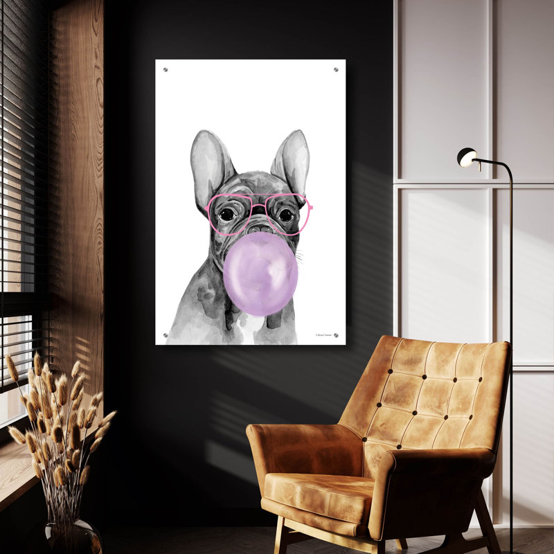  «Bubble Gum Puppy» par Rachel Nieman, art mural en verre acrylique, 24 po x 36 po, H 36 po x l 24 po