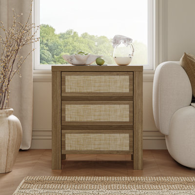 Retro Minimalism 3-drawer Nightstand With Charging Station