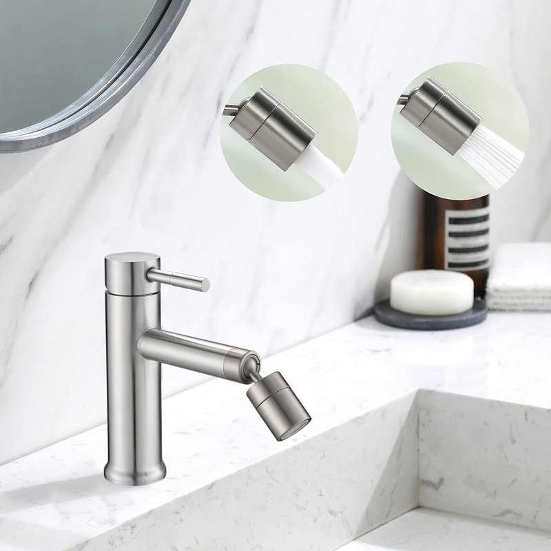 Single-Hole Single-handle Bathroom Faucet with Drain Assembly, Brushed Nickel