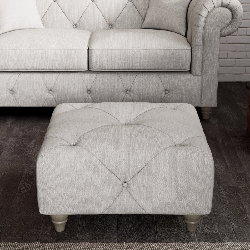Ellrich 65cm Wide Tufted Rectangle No Pattern Footstool Ottoman, Ash, Washed Oak