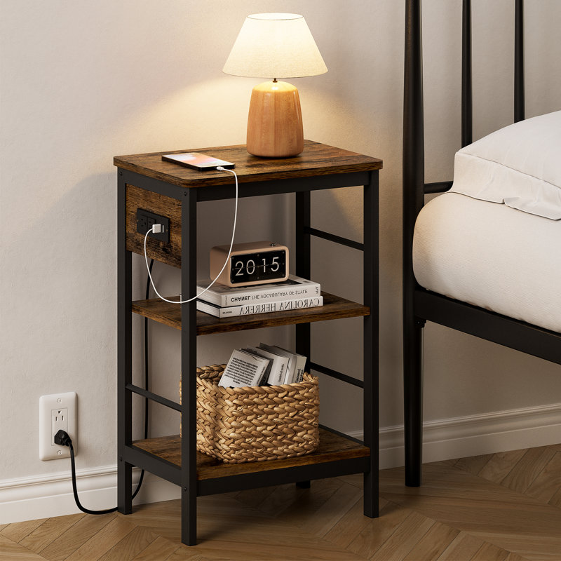 Table de bout avec station de charge, Brun