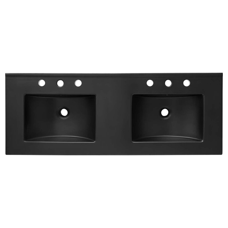 Modway Cayman 48" Double Basin Bathroom Sink, Black