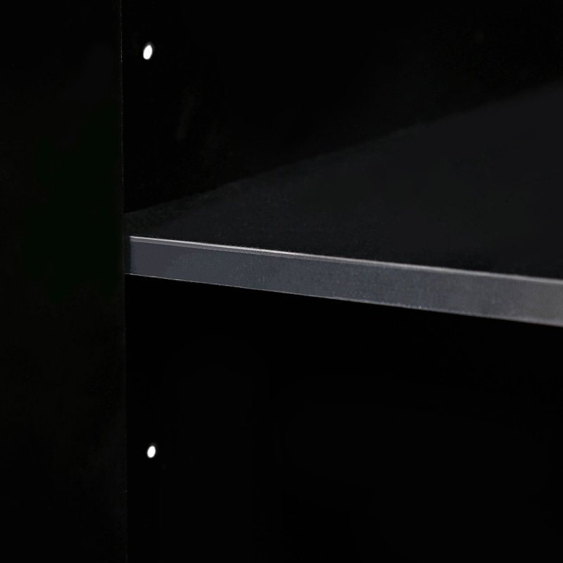Modern Sideboard With Four Doors, Metal Handles & Legs And Adjustable Shelves Kitchen Cabinet, Black