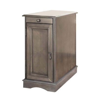Modern Transitional USB Outlet Nightstand With Storage Cabinet And Pull-Out Cup Holders, Multifunctional Home Furniture