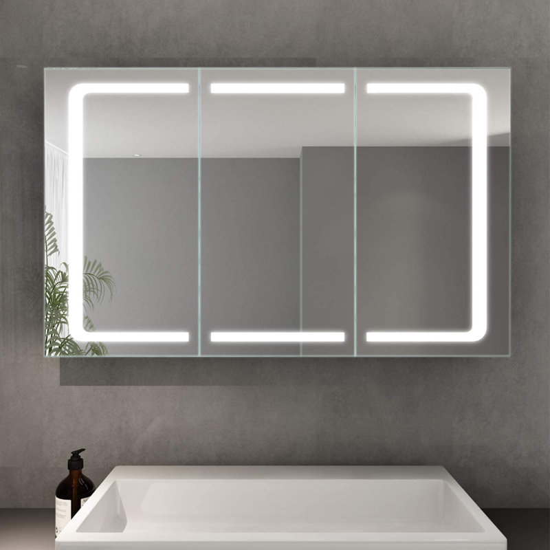Statham Surface Mirrored Bathroom Cabinets with Mirror and 2