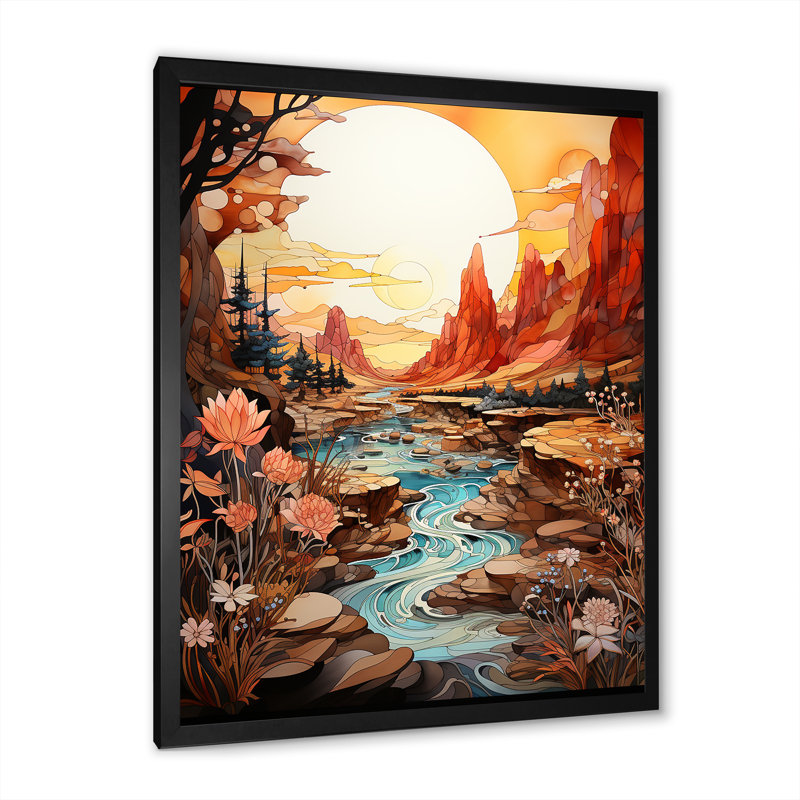 Paysage amérindien Navajo II, H 32 po x l 24 po x P 1 po, Cadre simple noir