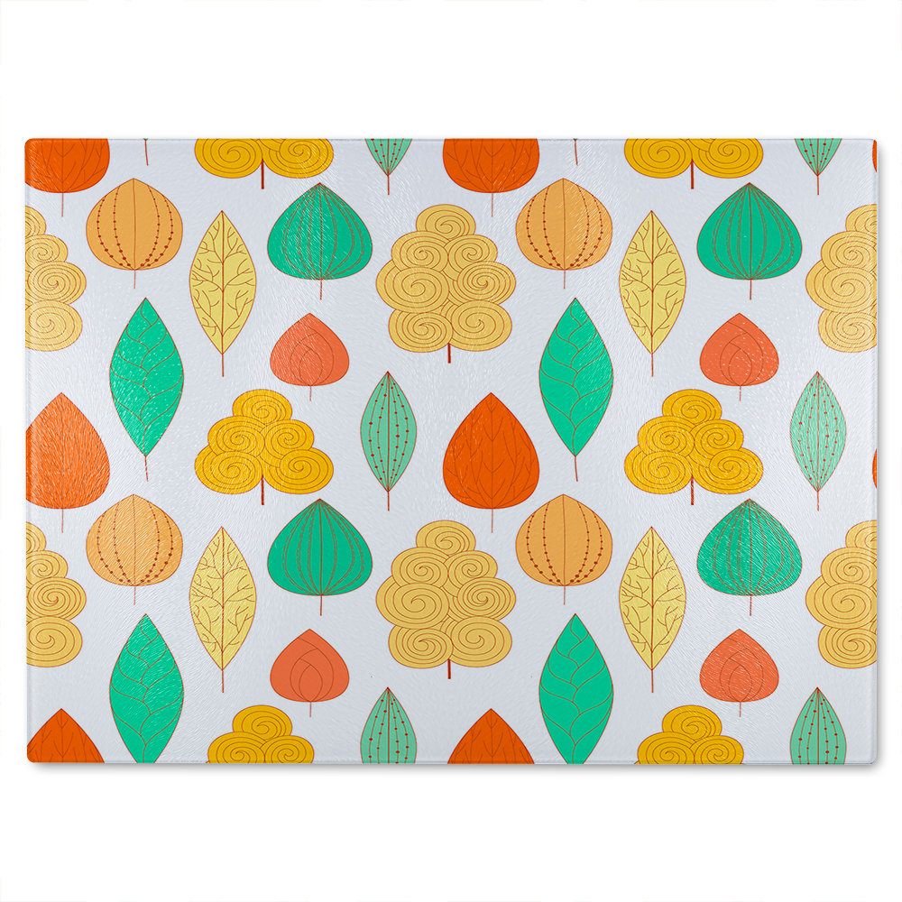 Decorative Leaves Glass Chopping Board