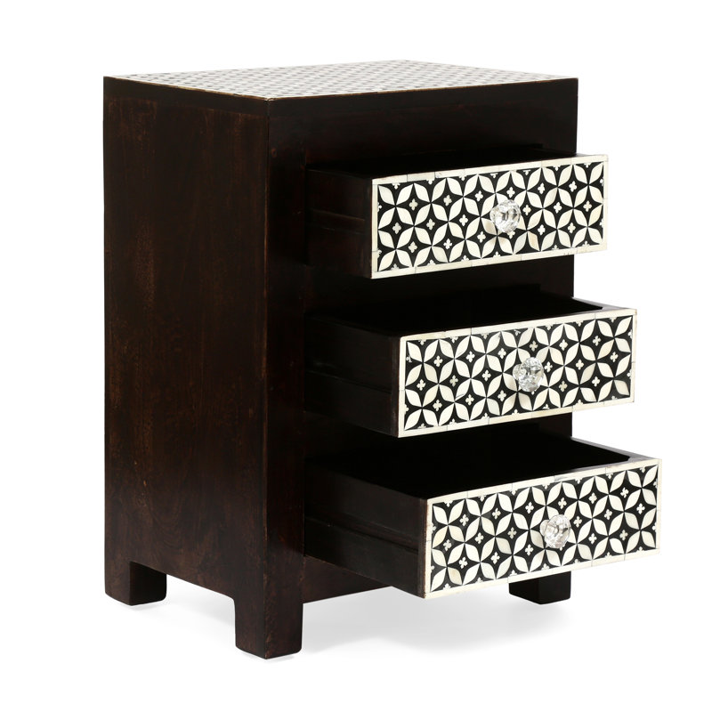 Table de chevet 3 tiroirs en bois