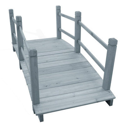 Garden Bridge Grey Solid Firwood 55.1 x 23.6 x 22.0 in Durable Decorative Outdoor Footbridge