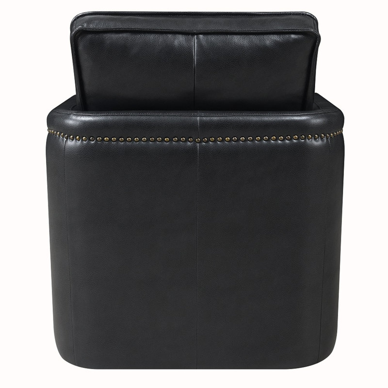Coleigh Swivel Accent Chair ACCENT CHAIR, Black Leather