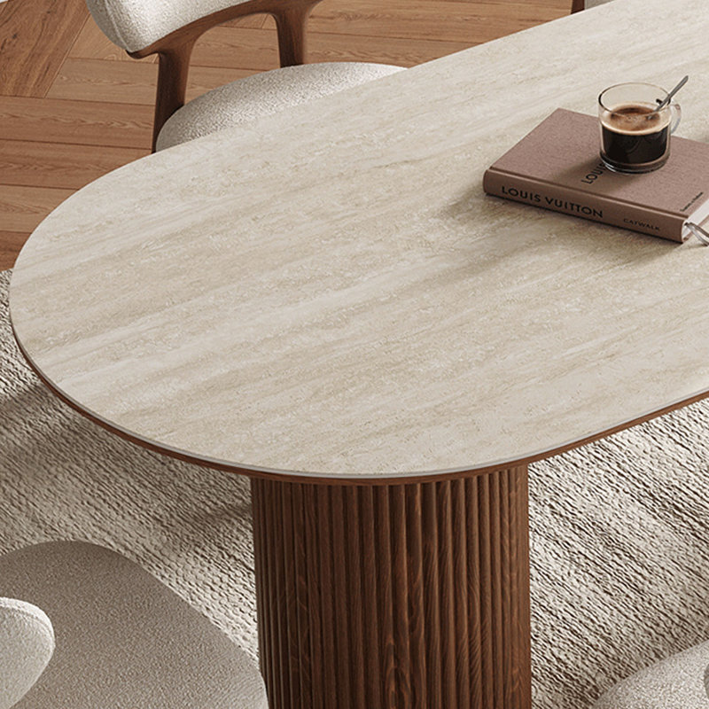 Table ovale rétro de style crème, 7 pièces : table, 6 chaises, H 29,5 po x L 78,7 po x l 35,4 po