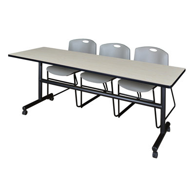 Nicklos Flip-Top Training Nesting Table, 2 Zeng Stack Chairs