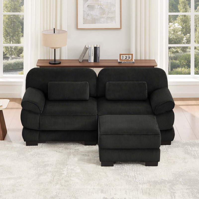 Canapé modulaire Cloud Couch avec accoudoirs convertibles, Black Corduroy
