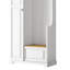 Arbre d'entrée élégant avec banc rabattable, armoire à chaussures minimaliste avec tablettes réglables, mobilier multifonctionnel avec crochets de suspension pour vestibule, vestibule, blanc