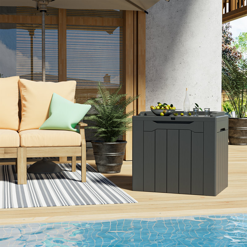 Coffre de terrasse verrouillable 32 gallons avec siège Devoko, gris