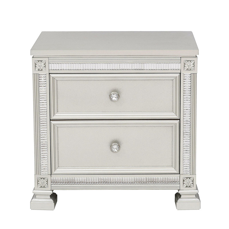 Armoire de chevet pour chambre à coucher à 2 tiroirs en cristal à la mode et au design moderne et tendance