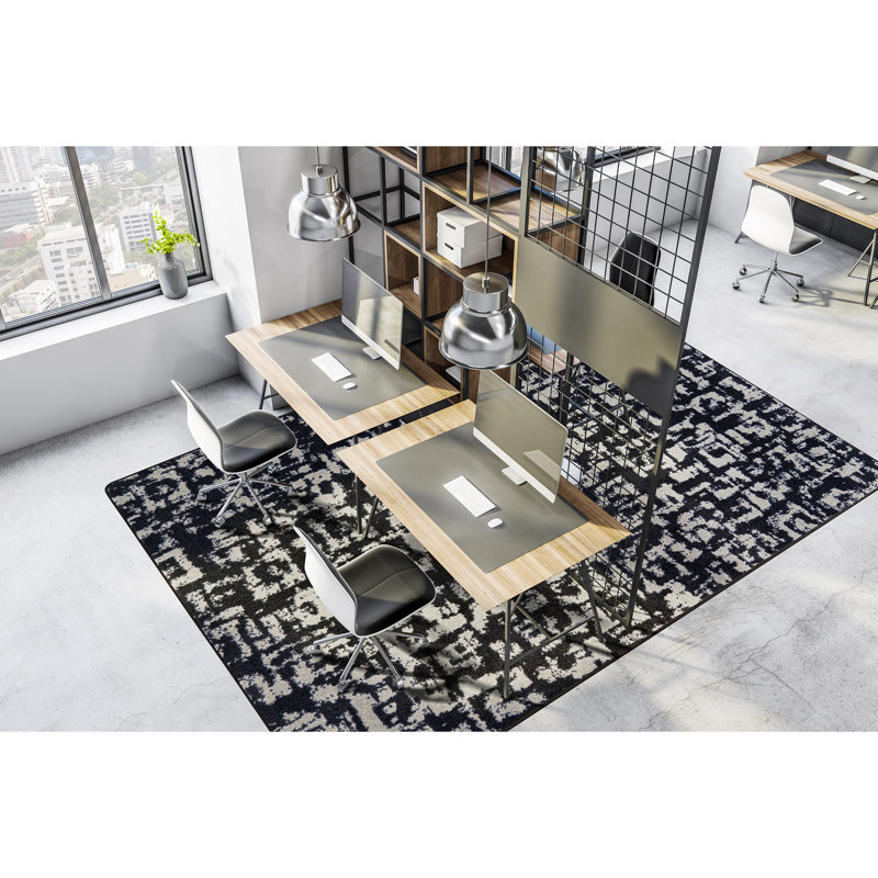 WorkSpace Block Print Area Rug, Rectangle 3'10" x 5'4"