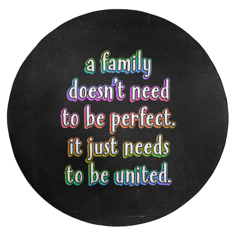 Quotes Family Love Quote Chalkboard Style Poly Chenille Rug, Round 5'