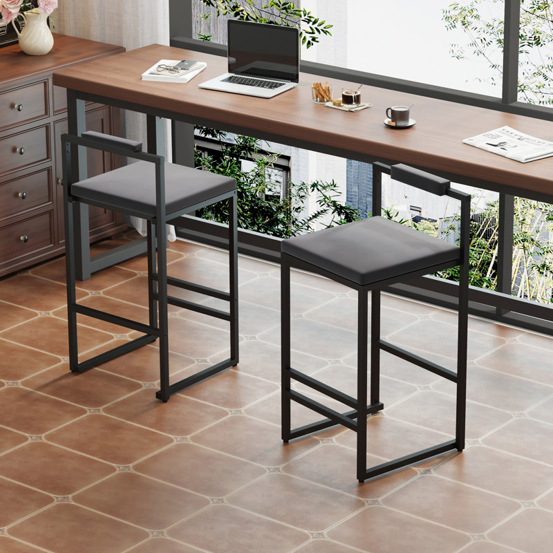 Tabourets de bar rembourrés de velours à hauteur de comptoir pour îlot de cuisine, ensemble de 2 chaises de salle à manger modernes avec repose-pieds et dossier (sans table)