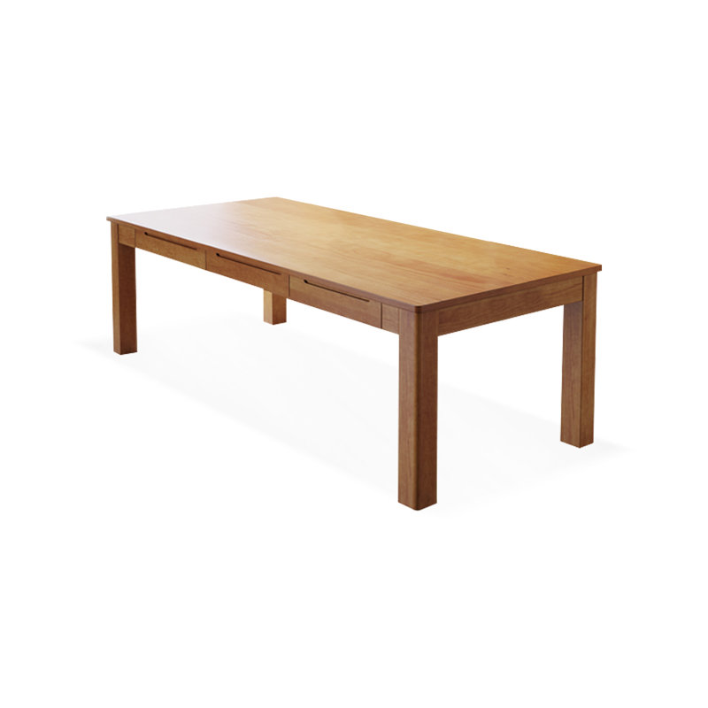 Bureau rectangulaire brun en bois massif avec 3 tiroirs, H 29,53 po x l 62,99 po x P 27,56 po