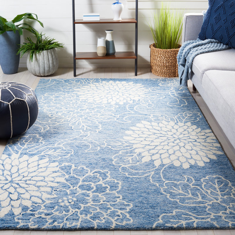 Abramina Hand Tufted Wool Floral Rug, Rectangle 5' x 8'