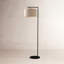 Lampe sur pied à DEL noire 60 po avec abat-jour tambour en tissu brun clair Montage Ampoule incluse-266565201-183064410