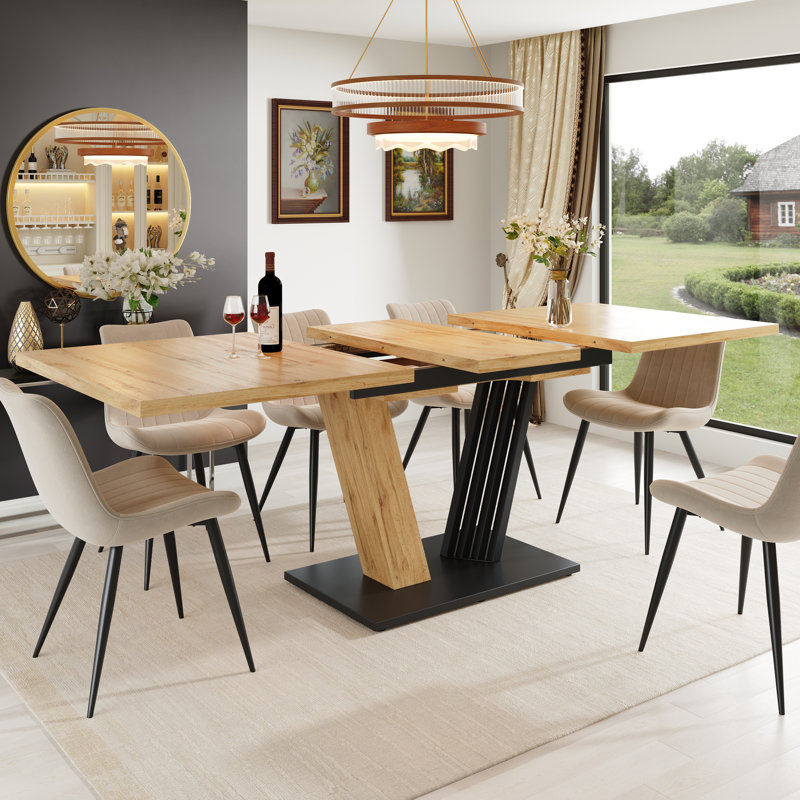 Extendable Metal Base Dining Table