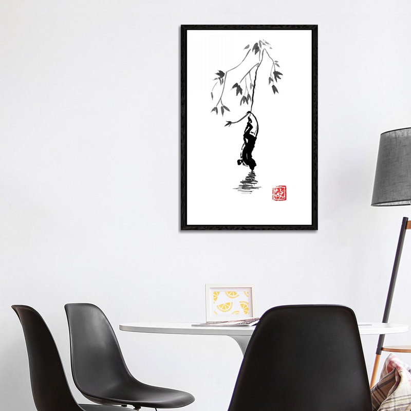 Drinking Monkey by Péchane - Print on Canvas, 101.6 cm H x 66.04 cm W, Black Framed