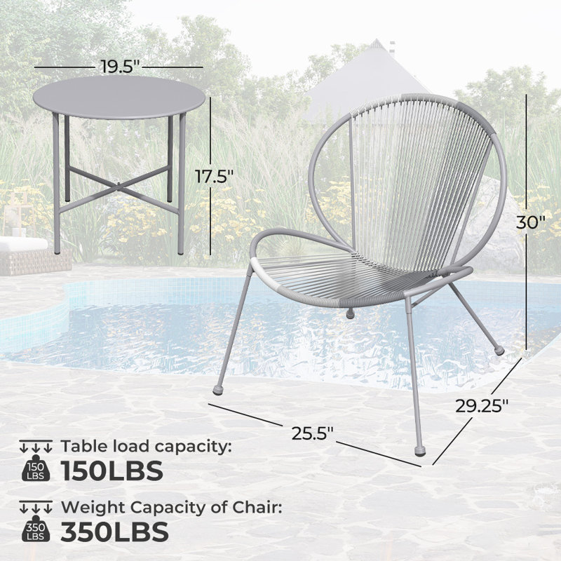 Halcott 2 - Person Patio Conversation Set, Gray