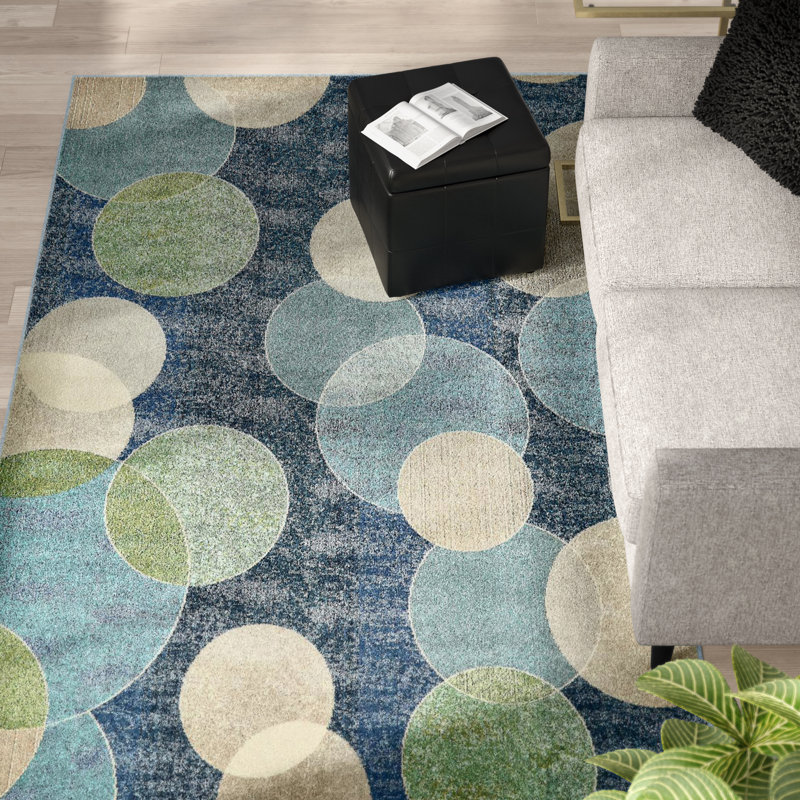 Dews Washable Polka Dots Indoor Rug, Rectangle 5'1" x 8'