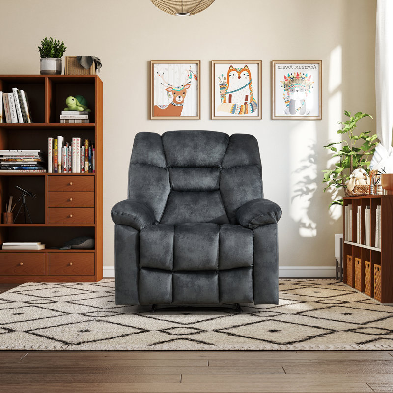 35" Wide Modern Super Soft Microfiber Comfortable Manual Recliner, Dark Gray